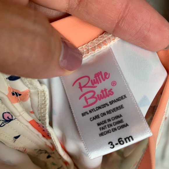 RuffleButts® Baby Girls Long Sleeve One Piece Swimsuit w/UPF 50+ Sun Protection - Picture 6 of 6